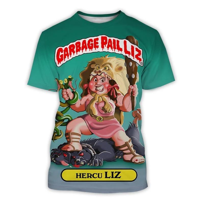 Camisetas Gráficas de Cubo de Basura de Dibujos Animados para Niños Estampado 3D Camisetas de Anime para Niños Moda Hombres Mujeres Manga Corta Cuello Redondo Camiseta Harajuku Y2k Top