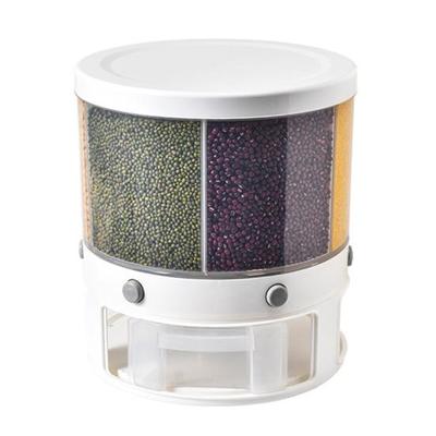 Dispenser di riso rotante dal design trasparente Dispenser facile Contenitore per cereali a 6 griglie a prova di umidità Conservazione della freschezza