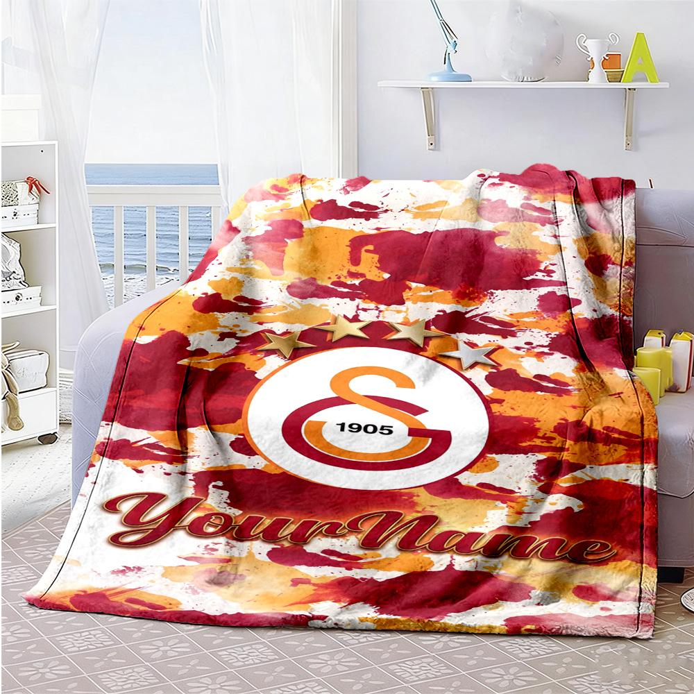 Galatasaray 112 Customize Your Name Blanket Multi-purpose Customizable Blanket Soft Warm Cozy Versatile for Bed Picnics Office Living Room