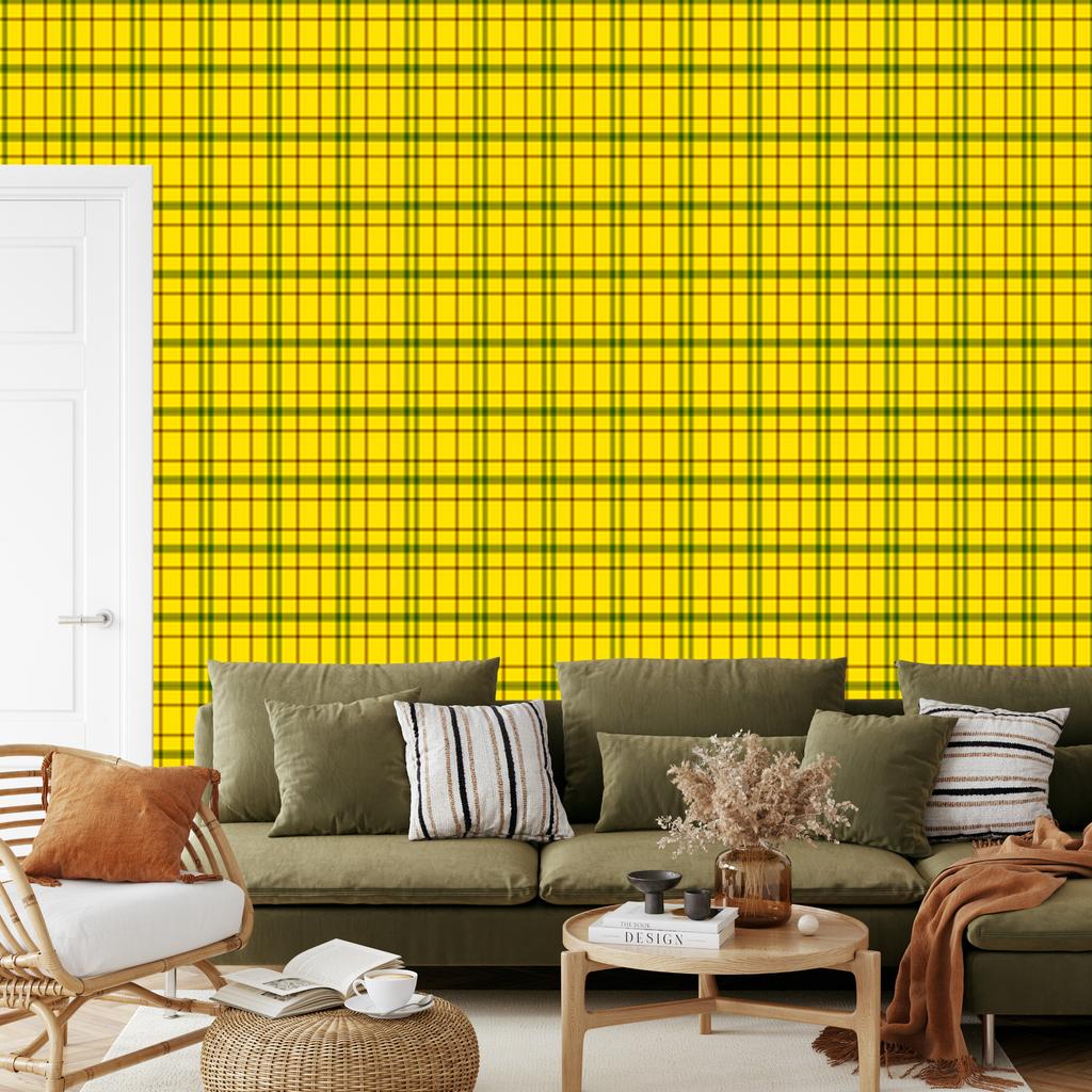 Yellow Checkered Wallpaper for Living Room and Bedroom 50x1000