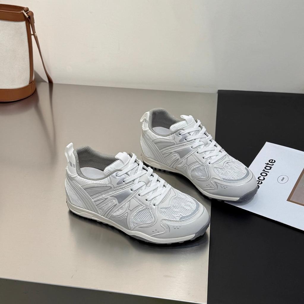 Empfohlene trendige und leicht zu tragende~ Leder-Mesh-Innenhöhe erhöhend deutsche Trainingsschuhe Damen atmungsaktiv vielseitig superweich Ballett Sport ein