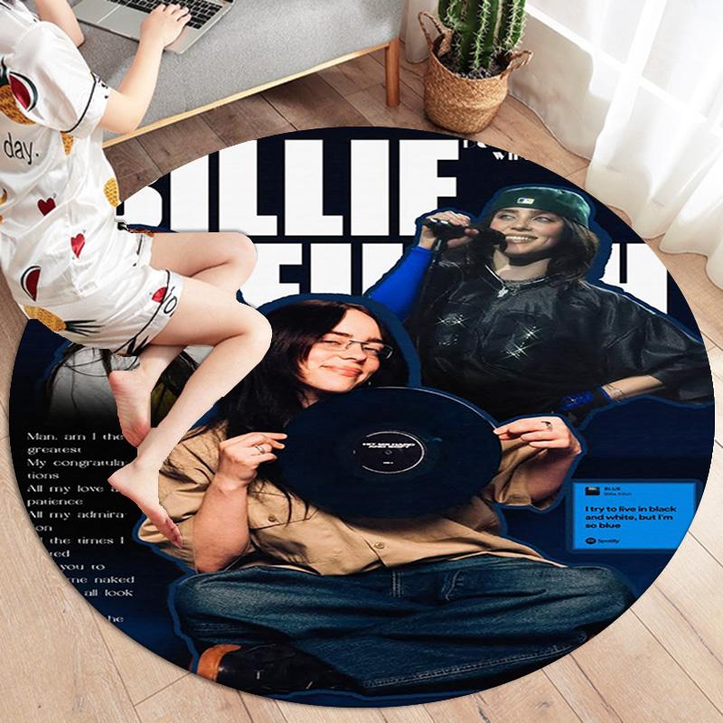 Billie Eilish Round Area Rug,Carpet Rug for Living Room Bedroom Sofa Playroom Decor,Non-slip Floor Mat