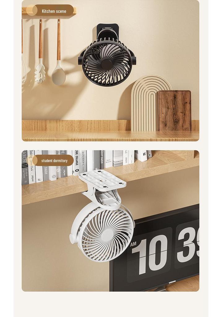 USB Rechargeable Silent Clip Fan for Desk or Wall