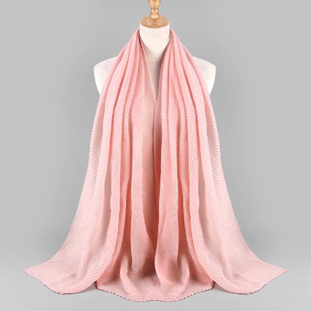 HongBiTu Frauen Reine Farbe Schal Wrap Schal Stola Falten Streifen Hals Wraps Islam Muslim WJ005