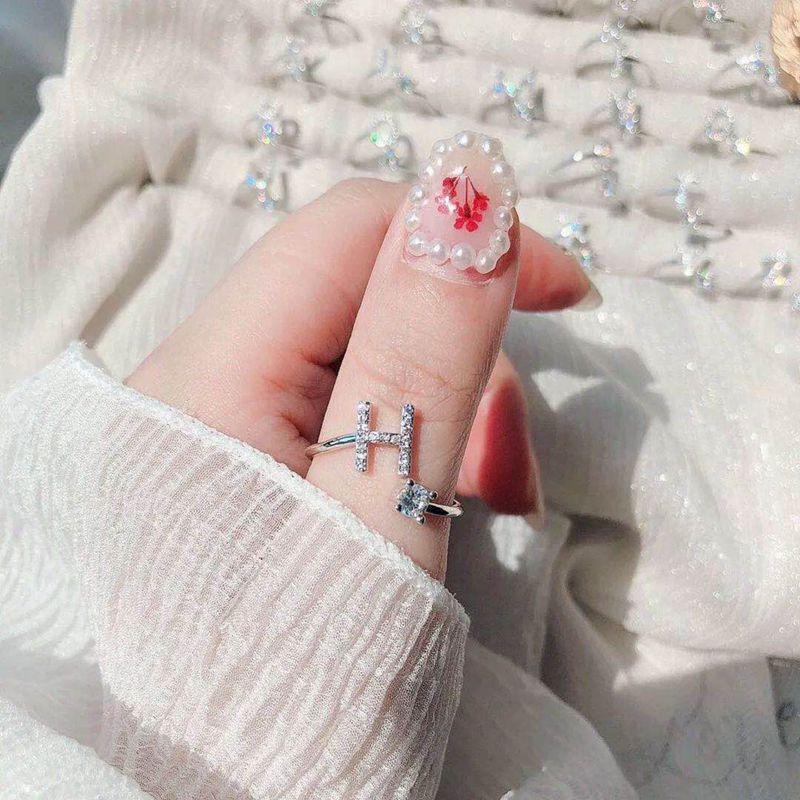 Shining 26 Letters Adjustable Rings For Women Charm Jewelry Gift