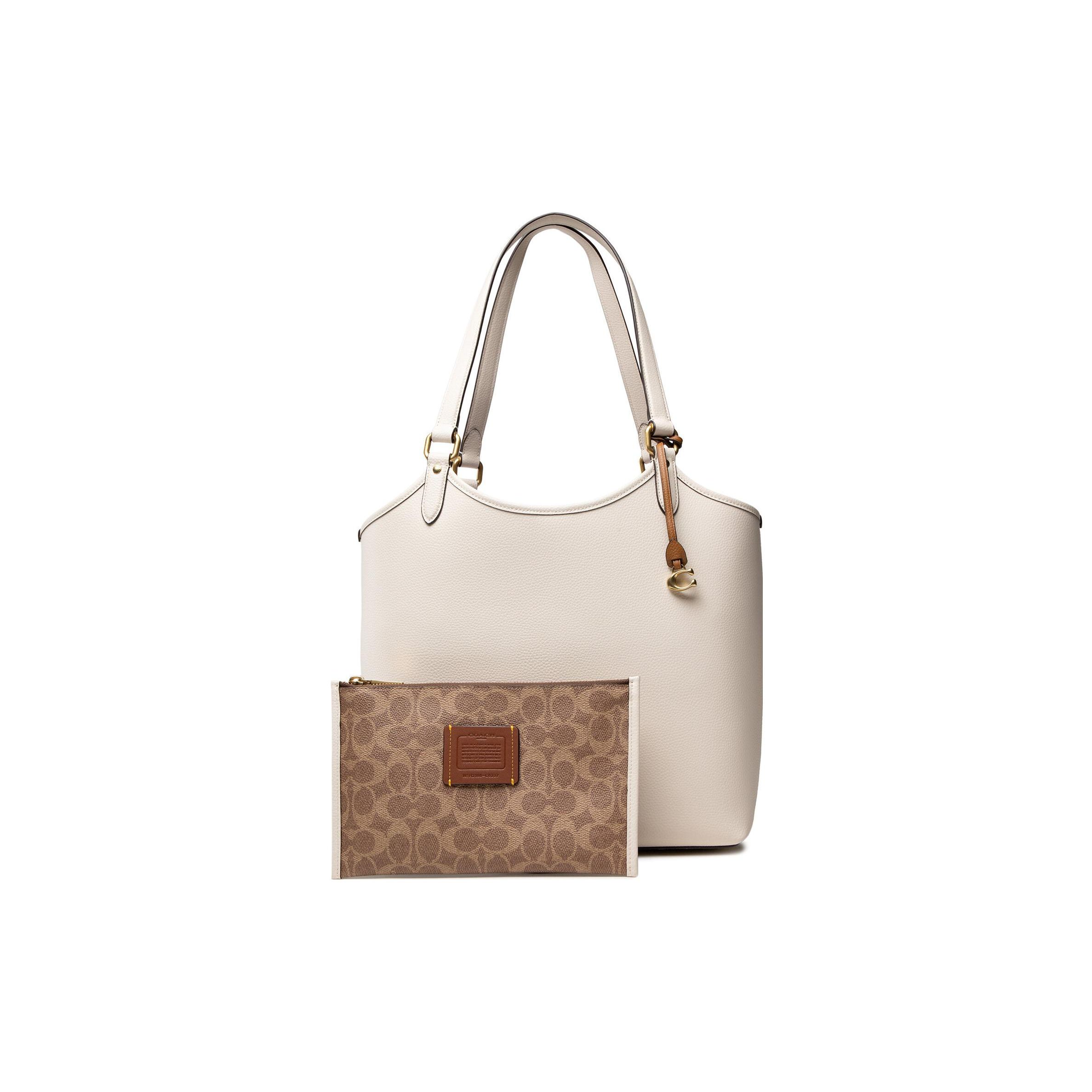 

Coach Day 32 Solid Color Leather Tote Shopping Bag Women tote White C6337-B4HA Basic Set (Bag+Dust Bag)