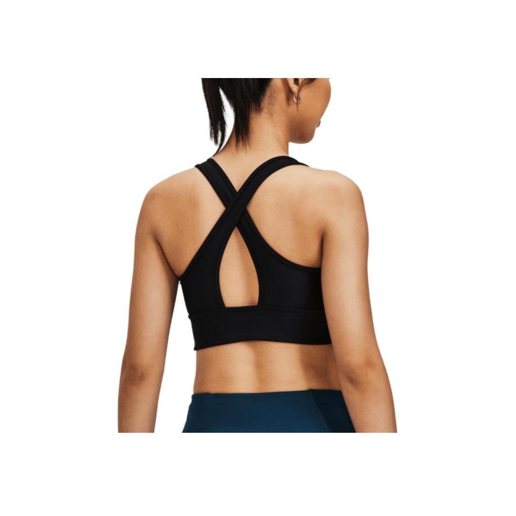 Under Armour Solid Cross-Back Medium Support Sports Bra Women Underwear Black 1377916-001