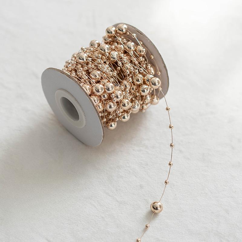 4PCS Pearl Plastic Fishing Line Bead DIY Bead Chain Bracelet Necklace Jewelry Christmas Atmosphere Decoration Photo Props