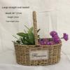 Easy To Carry Retro Handheld Flower Basket Straw Weave Flower Basket High Quality Home Decoration
