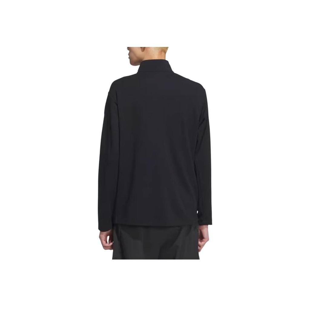 Adidas Solid Color Half-Zip Stand Collar Comfortable Long Sleeve T-Shirt Men Tops Black KA7667
