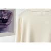 Plus Size Women Striped Jacquard Long Sleeve Casual Base Inner Top