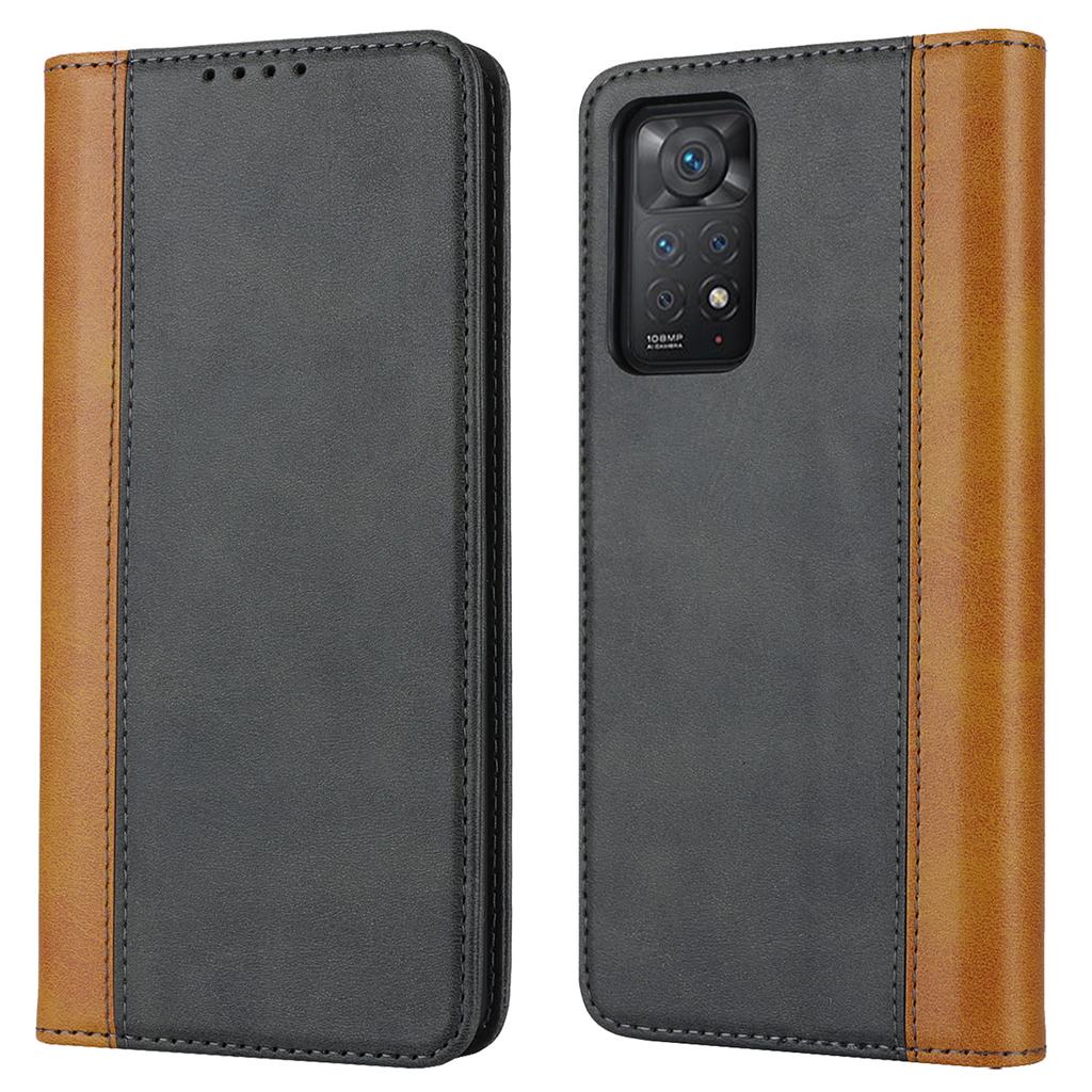For Xiaomi Redmi Note 11 Pro Case Calf Texture 3 Card Slots Color Splicing Leather Phone Cover