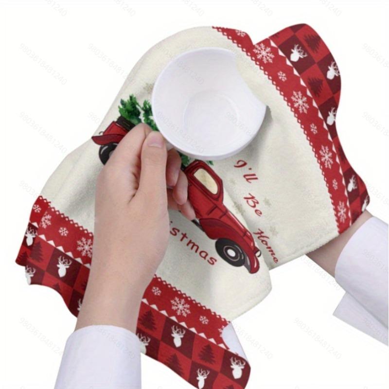 1 Stück Ausgezeichnetes Geschirrtuch Mikrofaser Küchentuch Weihnachts-Stile Feiertag Weihnachtsmann Handtuch