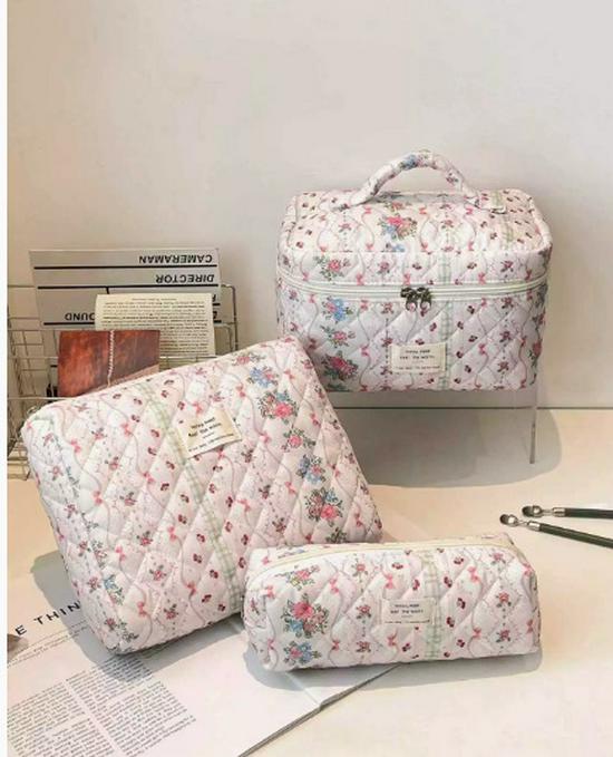 2023 Floral Cute Cotton Makeup & Toiletry Bag - Small, Fresh, Portable Storage Case
