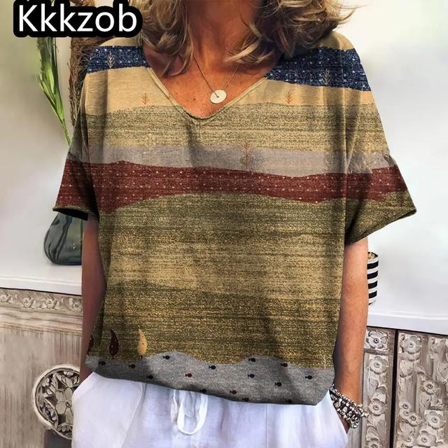 Damska koszulka z krótkim rękawem i dekoltem w serek, mały motyl, nadruk 3D, topy damskie, luźna, oversize'owa koszulka Street Beat