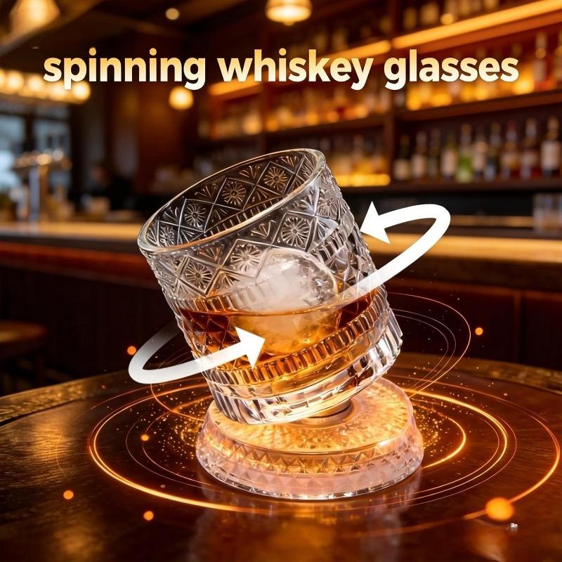 260ml Whiskey Glass The Crystal Rotates 360° White Wine and Cocktail Drinks Bar Party Cool Bar Accessories Unique Gift
