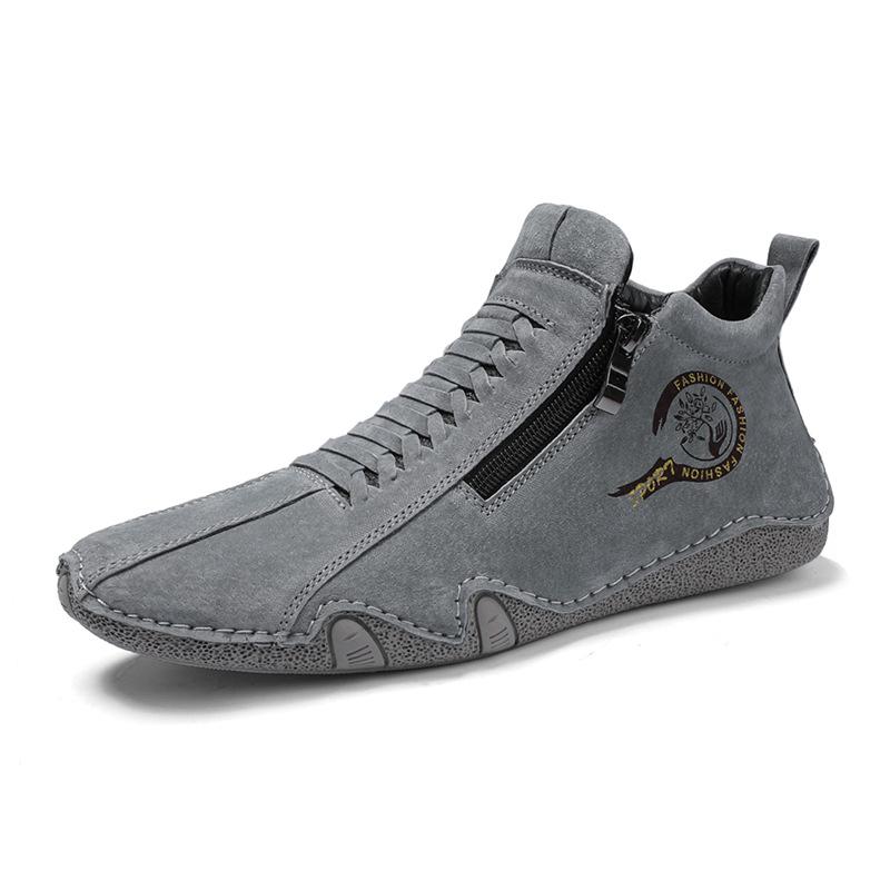 Handmade Leather Men's Boots Zipper Designer High Top Shoes for Men Autumn Low-top Men Casual Shoes Winter Leather Ankle Boots