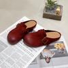 Cowhide bag head slippers women wear flat-bottomed retro lazy half-drag spring and autumn new soft-soled shoes