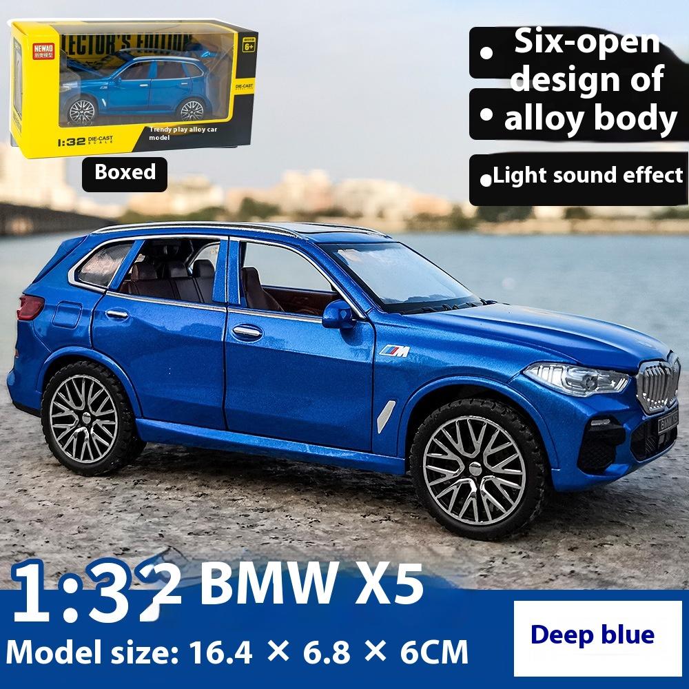 1:32 BMW X5 SUV Alloy Car Diecast Model Simulation Sound & Light Pull Back Toy Collection Decorative Gift Boys Home Decoration
