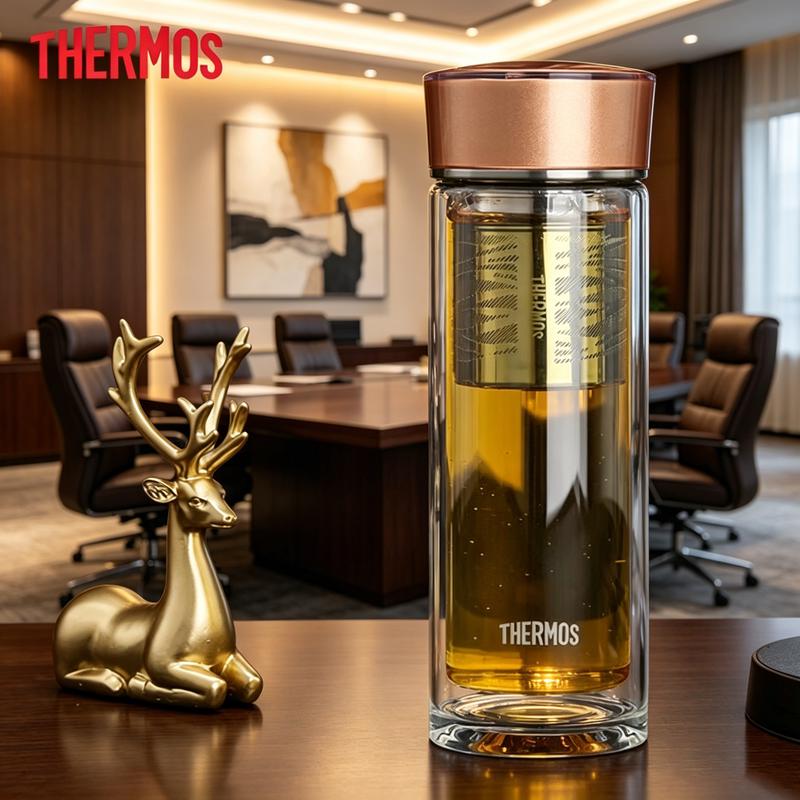 Thermos Double Wall Glass Tea Infuser Bottle