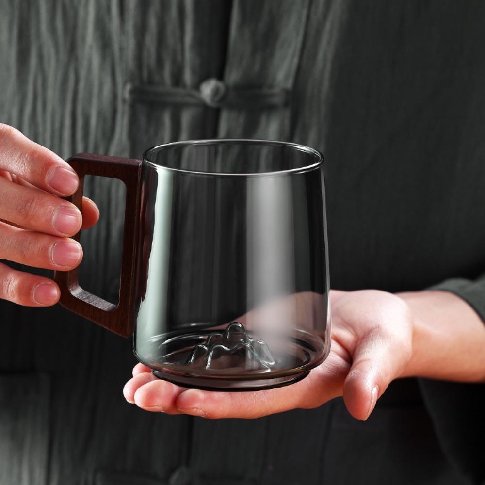 Large Capacity Glass Cup Internal Mountain Protrusion Tea Cup Creative Water Drinking Cup  Juice