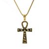 Mens Stainless Steel Egyptian Ankh Necklace Black Enamel Hieroglyphics Pendant Hip Hop Amulet Jewelry Gift