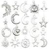 Handmade Antique Gold Sun, Moon & Star Charms for DIY Jewelry – Bracelets, Necklaces, Earrings (Set of 5 Colors)