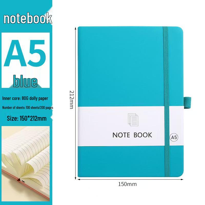 A6/A5 Elastic Band Color Pocket Notebook - Leather Feel, Portable Student Memo