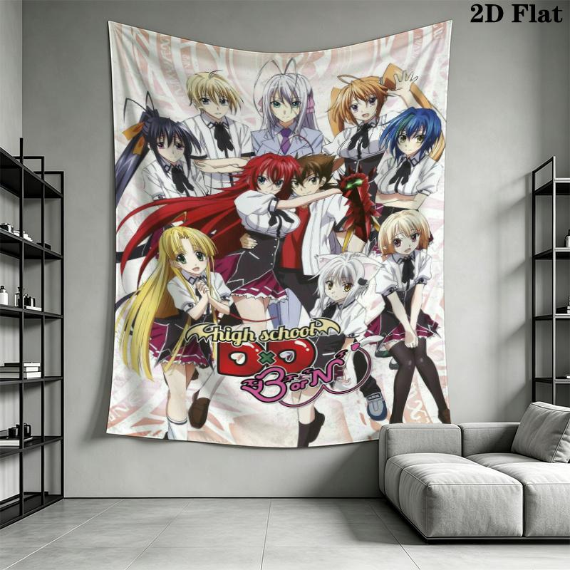 High School DxD Wall Tapestry Aesthetic Wall Hanging Printed Fabric Blanket Decorative Tapestries for Bedroom Living Room Home Decor