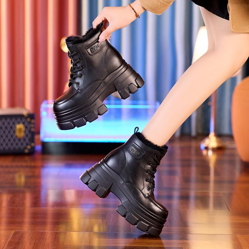 8659-1 Thick-soled inner height-increasing soft-soled Martin boots children's 2025 autumn new muffin casual short boots