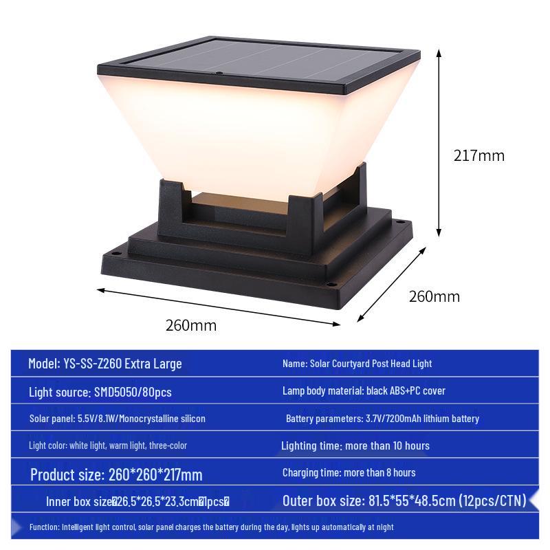 Solar Outdoor Garden Pillar Light - Perfect for Courtyard, Villa, Family Gatherings, and Camping