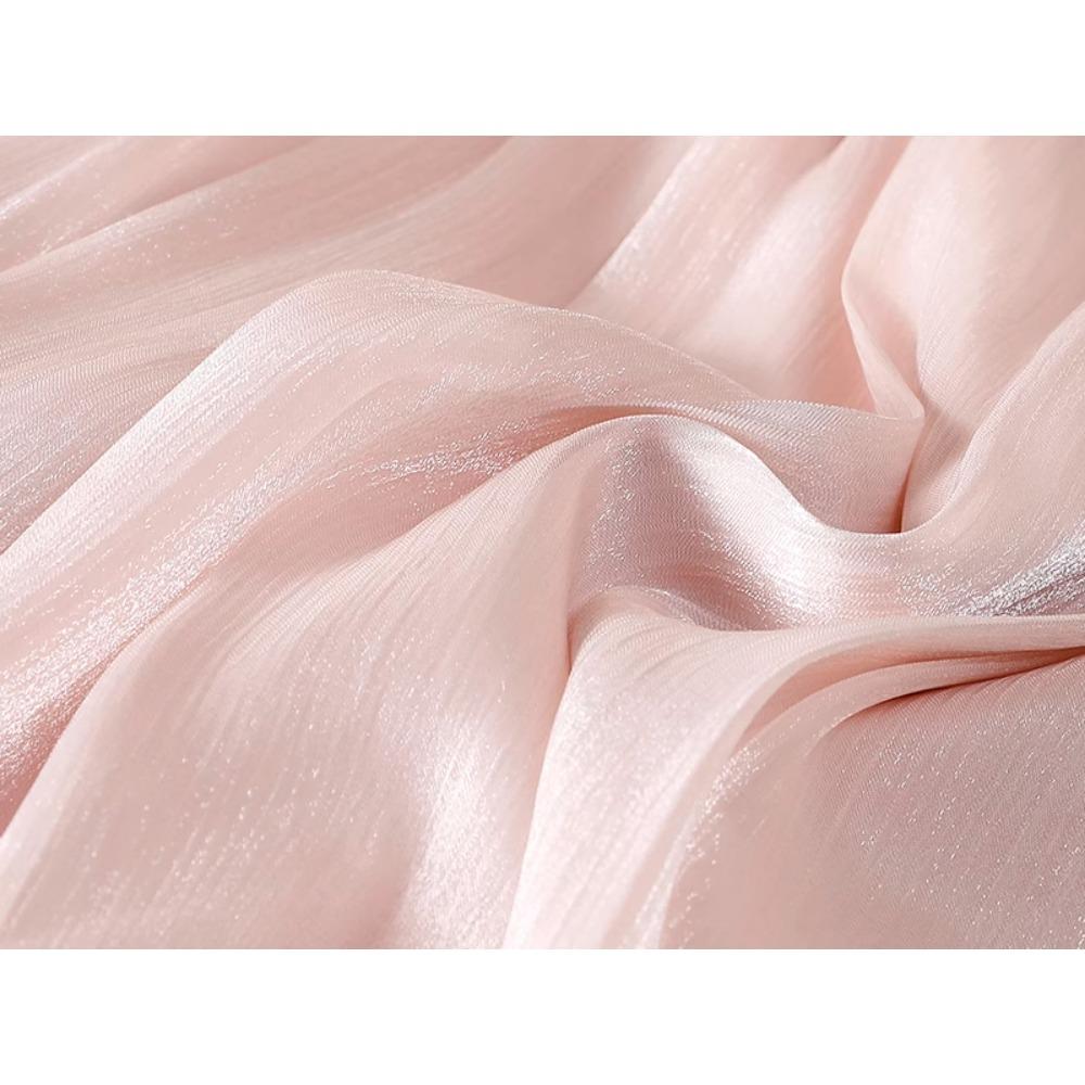 2025 Summer Women New Skirts Solid Elastic Waist Pleated Mesh Elegant Skirts
