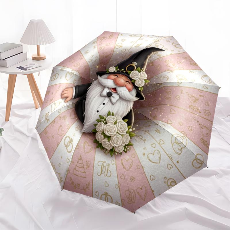 1 st Automatiskt Fällbart Paraply - Tecknat Mönster, Bärbar & Vikbar Design med 8 Ribbor, Jul- Födelsedagspresenter