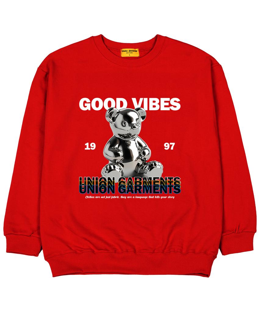 UNION GARMENTS Good Vibe Garments French Terry Oversized Sweatshirt Red