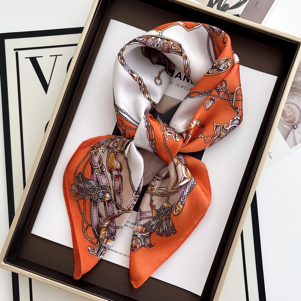 Luxury  Leopard Print Square Scarf Women'S Imitation Silk Scarf Casual Versatile Decoration Small Neck Scarf 70Cmx70Cm