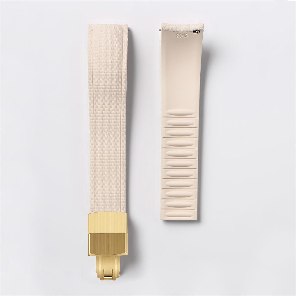 FKM Watch Band Fluoro Rubber Strap 18/19/20/21/22/24mm Quick Release Folding Clasp Cut To Size Replace Watch Bracelet for Men Women