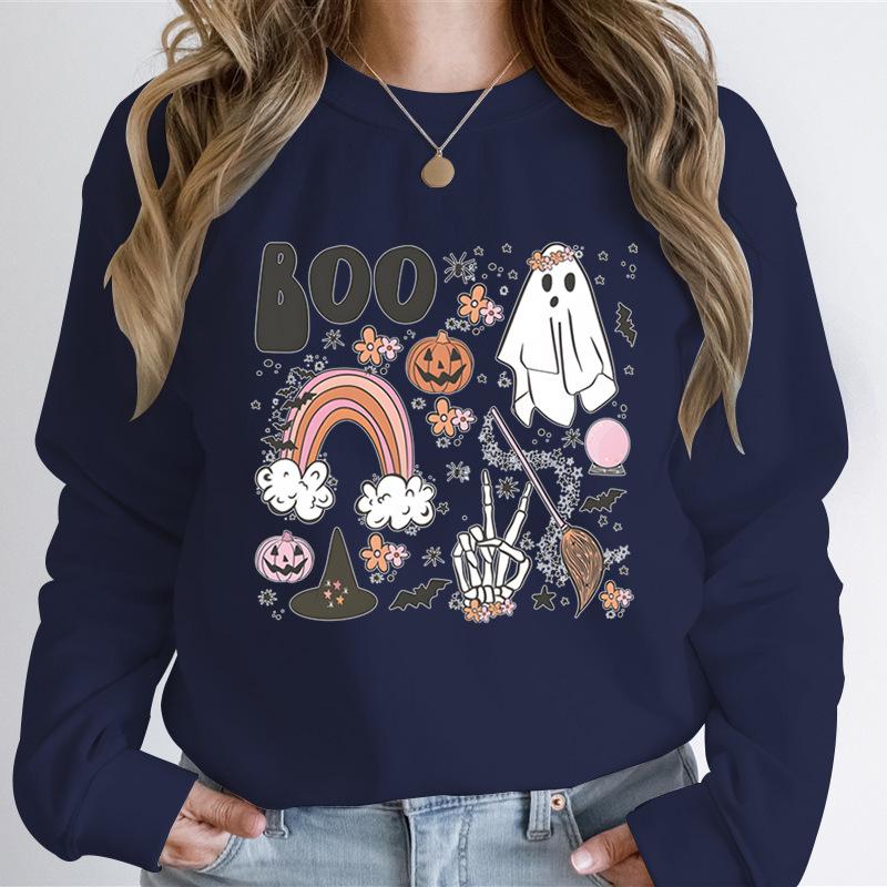 Sudadera de Fantasma de Halloween para Mujer Calabaza Esqueleto