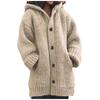 Frauen Casual Warm Lose Knopf Hoodie Stricken Pullover Lange Tops Bluse Pullover