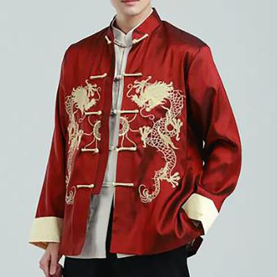 Männer bestickte traditionelle Kleidung Dragon Tang Kleidung Langarmjacke