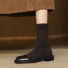 Krazing Po Microfiber Flock Winter Round Toe Size 33 Chelsea Boots Size 43 Zipper High Quality Low Heels Ankle Boots