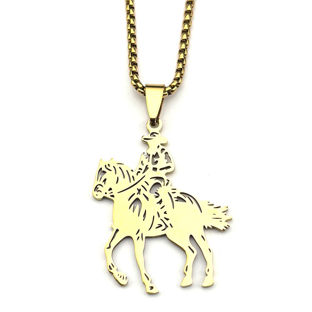 Fashion Cowboy Horse Chain For Women Men Stainless Steel Silver Color Animal Pony Power Ranch Male Necklace Festival Jewelry