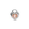 Pandora Two-Tone Heart Lock Charm Women Charm Silver 782505C00