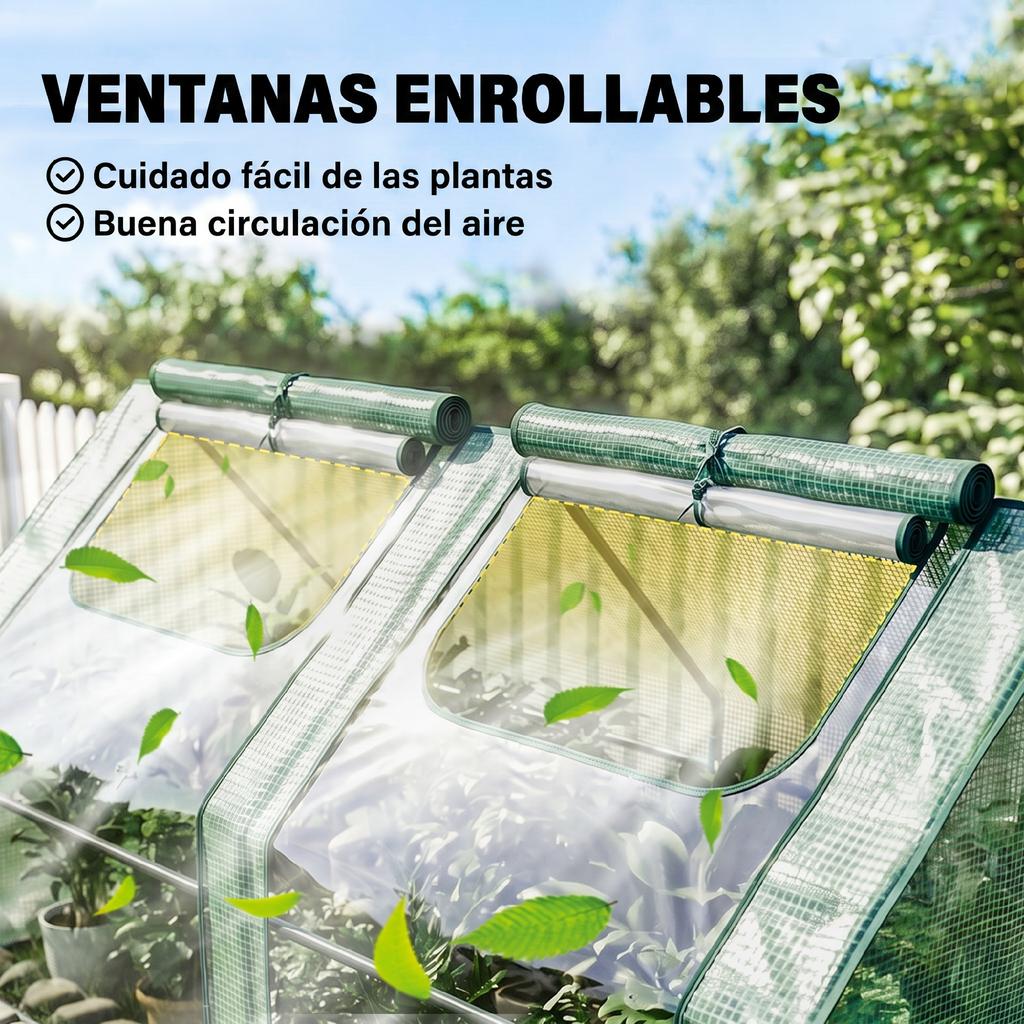 Outdoor Greenhouse, Double Cover, Windows, Steel Frame, 180 x 90 x 90 cm, Green