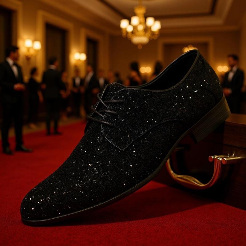 Large size 39-48 leather shoes casual shoes flow personalized sequined loafers
