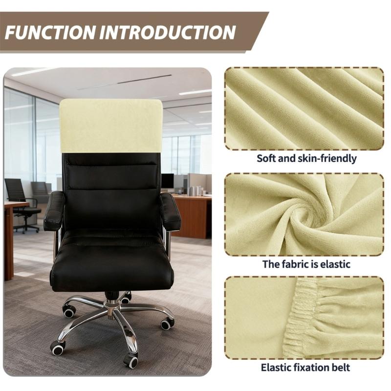 Stretchable Chair Headrest Cover, Soft Plush Rectangular Slipcover Fit 40-50cm Headrests for Office Computer Chair, Furniture, Recliner Chair