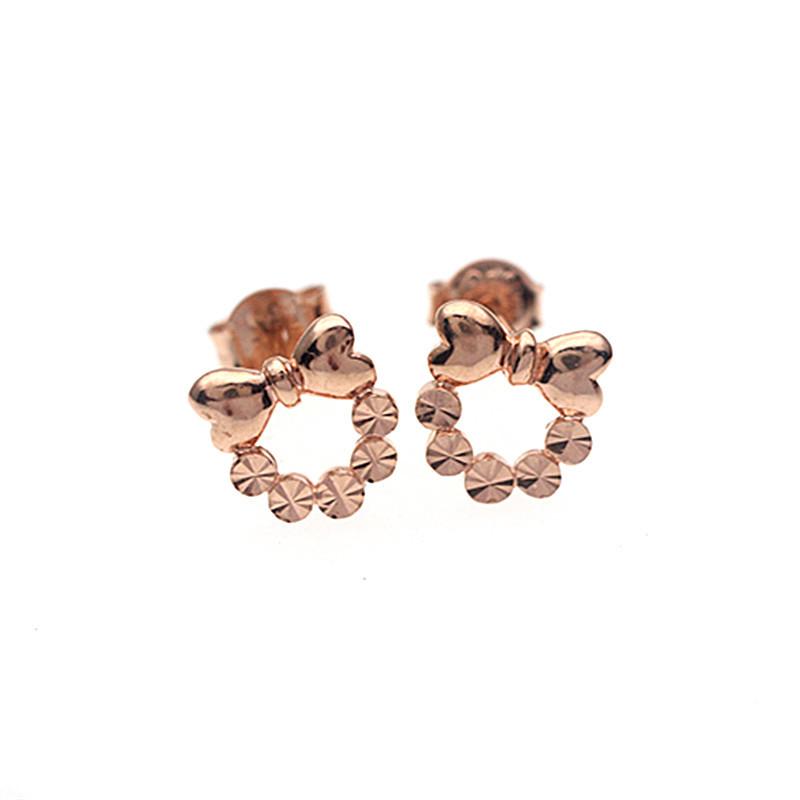Purple Gold Bow Stud Earrings, Small Fashion Rose Gold-Plated Colored Gold Women'S Earrings.