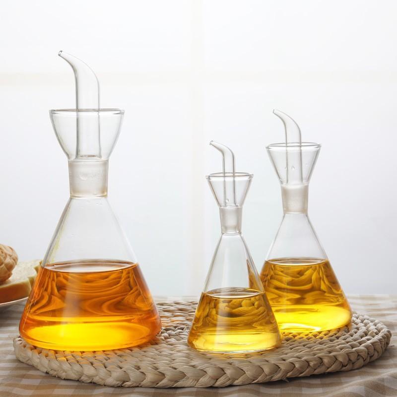 Kitchen Glass Oil Pot Triangle Chili Vinegar Bottle Sesame Cooking Wine Seasoning Bottle Home Anti-side Leakage Soy Sauce Pot