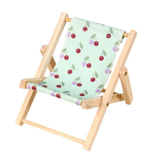 Phone Stand Solid Wood Canvas Construction Mini Lounge Chair Design Multi-Angle Adjustable Phone Holder Desktop Ornament