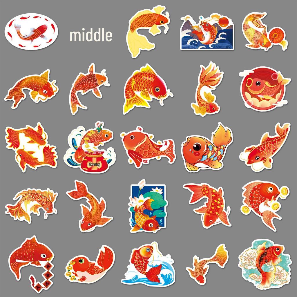 50 Koi Fish Chinese New Year Waterproof Decorative Phone Case Stickers