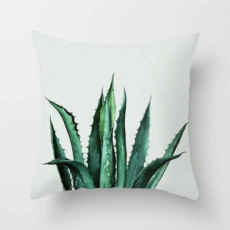 Tropical Plants Cactus Monstera Summer Decorative Throw Pillows Cushion Cover Palm Leaf Green Home Decor Pillowcase